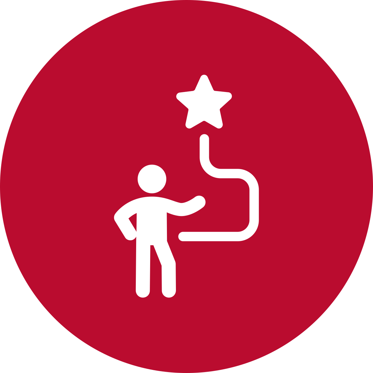 icon of man following path to destination - purpose