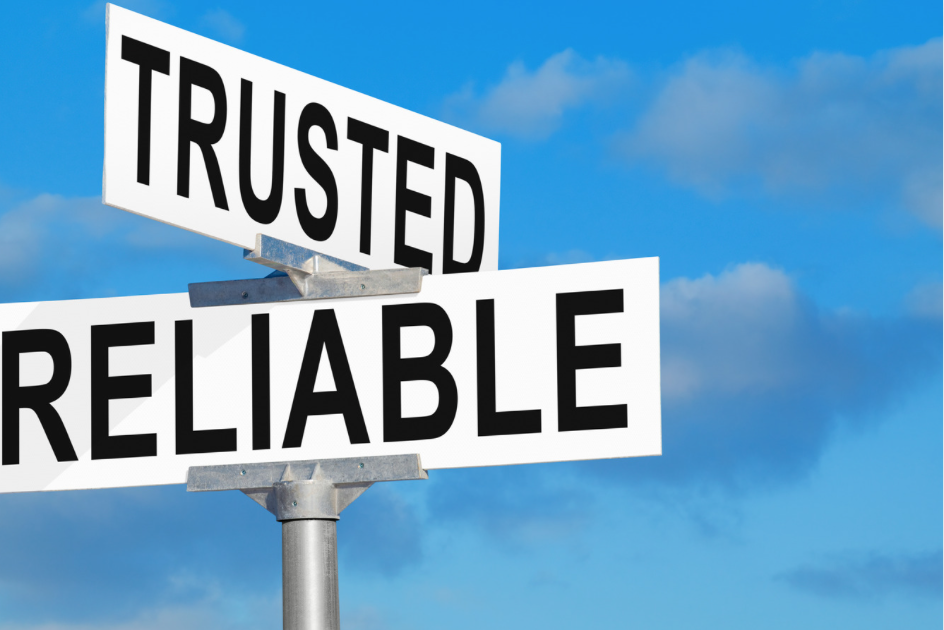 signpost - corner of trusted & reliable