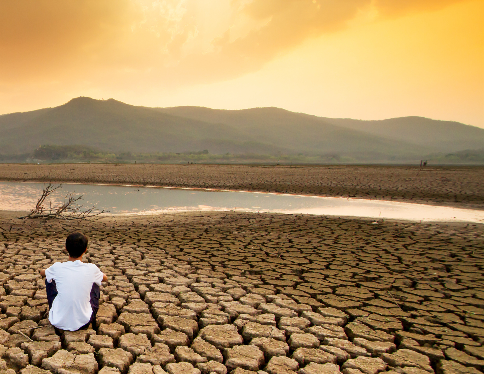 Sitting in dry lake